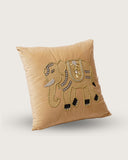 Embroidered cushion featuring intricate patterns, perfect for adding texture and color to any living room or bedroom.