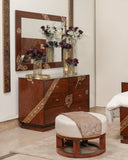 Jhoomer bed set with dresser in frame, styled with minimal, cozy decor.