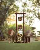 Modern chair set with an elegant design, paired with our bamboo stand and infinity side table.