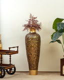 A sleek brown terracotta set adds a modern and bold touch to this stylish living room.