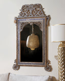 Elegant Noor Jahan mosaic frame, handmade in Lahore, adding intricate patterns and vibrant color to a stylish living room.