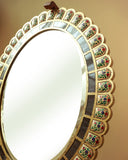 Close-up of a beautifully designed mirror frame, adding refined charm to a contemporary interior.