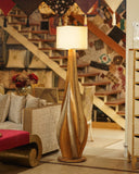 Elegant silver uplighter lamp brightens and enhances your living space, handmade in Lahore with intricate design details.