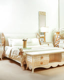 Swan Bed Set in white finish styled in a bright, airy bedroom.
