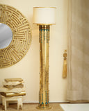 Tile Uplighter Lamp adds vibrant color and light to any room, handmade in Lahore, enhancing your living space with unique design and charm.