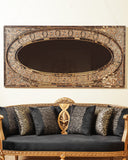 This luxurious living space is defined by the venetian mosaic frame — a handmade gem from Lahore, Pakistan.