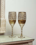 A close-up of the Elegant Vine Glass reveals intricate vine-inspired detailing, highlighting Lahore’s tradition of exquisite handmade decor.