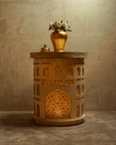 A beautifully crafted hall table adds classic elegance and charm to this sophisticated living room, handmade in Lahore.