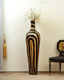 Black Hand Painted Terracotta displayed in an artfully styled setting, featuring handmade home decor from Lahore, Pakistan.

