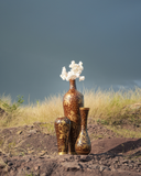 gold on brown terracotta in nature