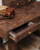 Close-up of the intricate details and craftsmanship on the writing desk, highlighting fine textures from Lahore.

