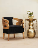 close up of the chair and the side table