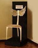 Elegant Khambh Chair in a luxurious living room setting, featuring handmade furniture from Lahore, Pakistan.

