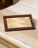 Leaf HP Tray featured in a refined setting, complemented by handmade home decor from Lahore, Pakistan.


