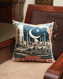 Decorative pillow with Pakistani design on a wooden chair