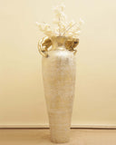 Elegant decorative vase with floral arrangement, perfect for adding charm to home decor and handmade furniture.