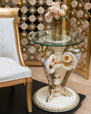 Decorative table with floral arrangement in a stylish interior setting