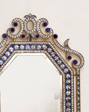 Close-up of Raj mosaic frame showing detailed mosaic patterns and intricate design, handmade in Lahore.

