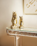 A close-up of the accessories on our sleek venetian mosaic console. 