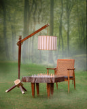 legant handcrafted wooden chess table set with two matching chairs, made in Lahore, perfect for home decor and gameplay