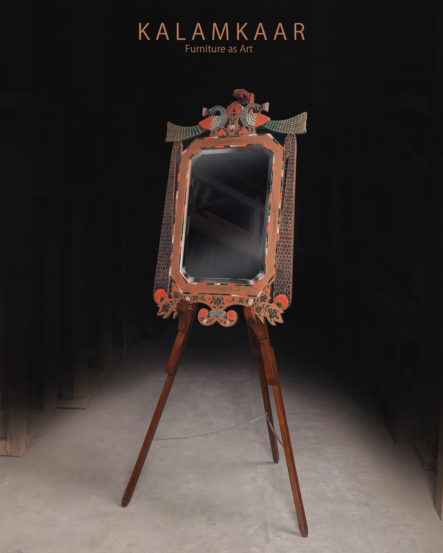 Peacock Frame with Wooden Easel